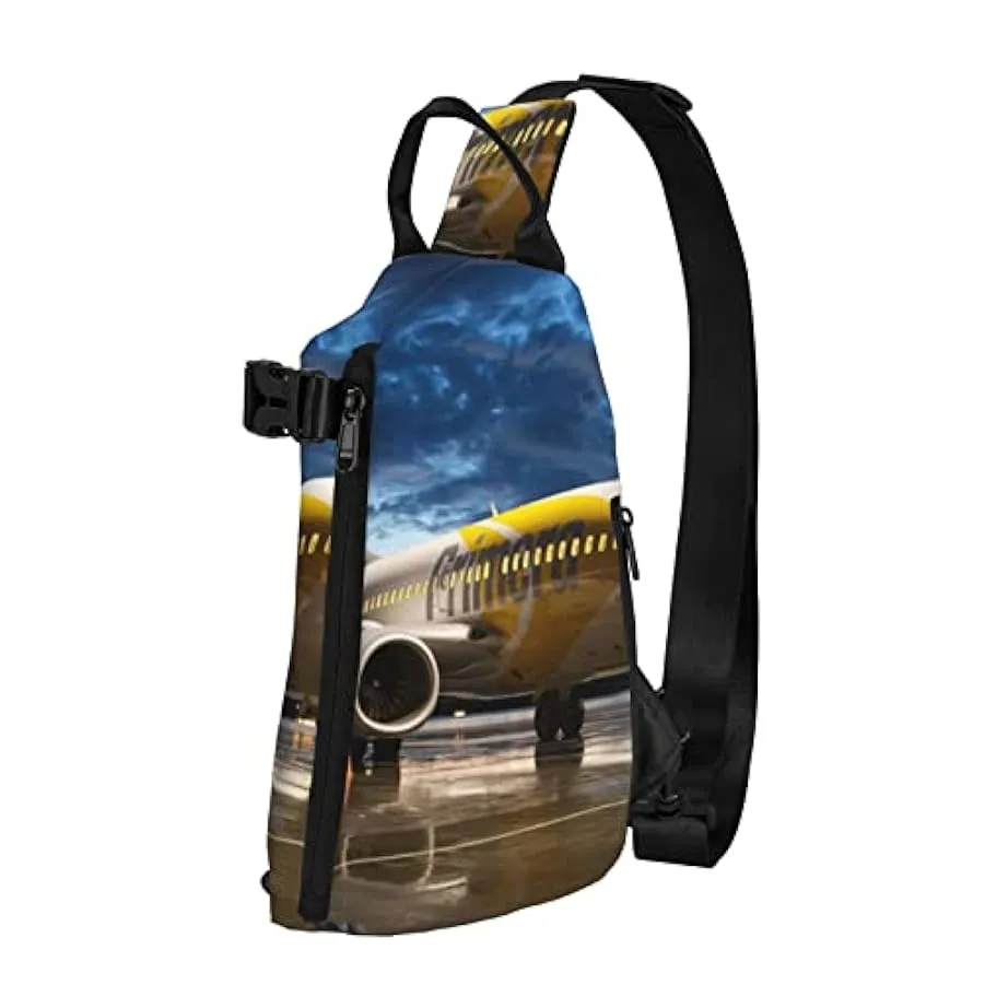 Airplane In The Evening Light Print Mini Sling Zaino, Piccolo Escursionismo Daypack Modello Viaggi Outdoor Sport Bag Per Donne U