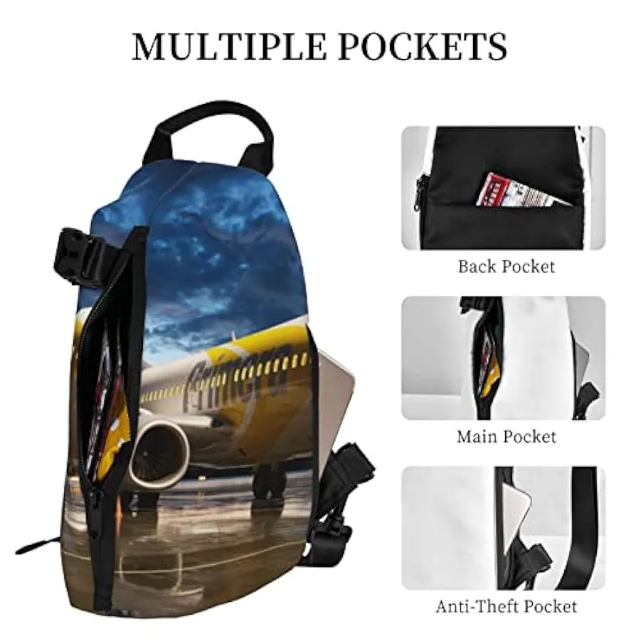 Airplane In The Evening Light Print Mini Sling Zaino, Piccolo Escursionismo Daypack Modello Viaggi Outdoor Sport Bag Per Donne U