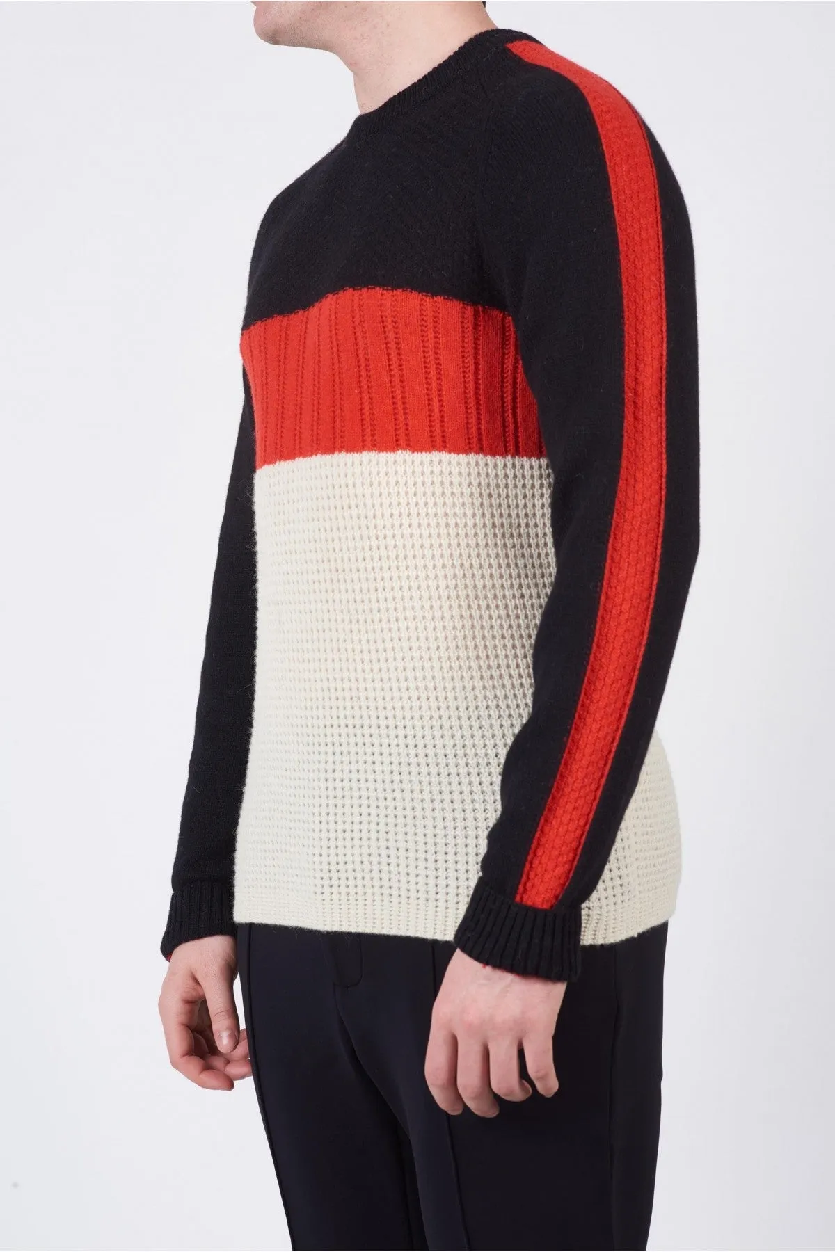 Alpaca sleeve crewneck / Black