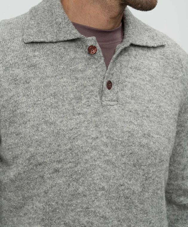 Brunello Cucinelli Maglione grigio melange con lana MSO706805