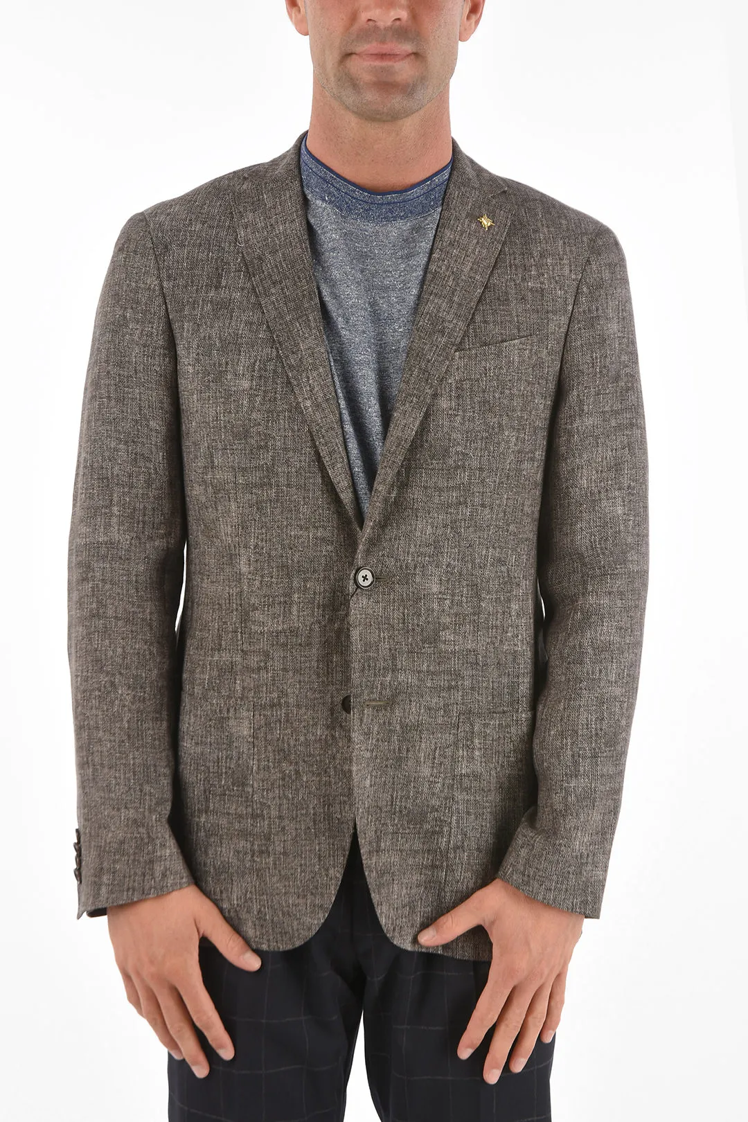 CC COLLECTION giacca a 2 bottoni RIGHT in lino due spacchi revers classico