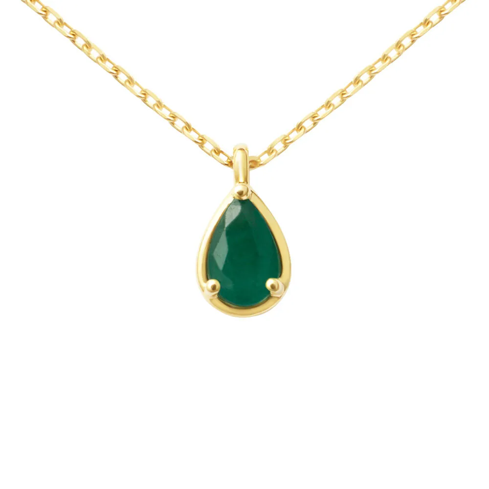 Collana Punto Luce Goccia Charlotte Oro Giallo 375/1000 Maglia Forzatina Smeraldo 0,23 ct 40 + 2 cm 1426953