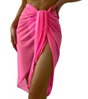 Copricostume da spiaggia da donna Solid Pareo Gonna a portafoglio in chiffon Pareo Sciarpa Costume da bagno da spiaggia Costume