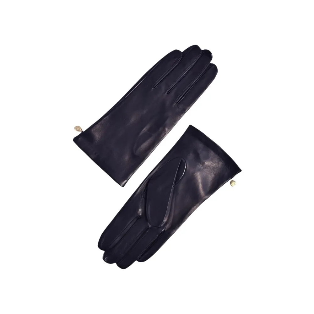 Fefè Napoli - Guanti Donna Pelle Dark Blu - Guanti - Handmade in Italy - Luxury Exclusive Collection
