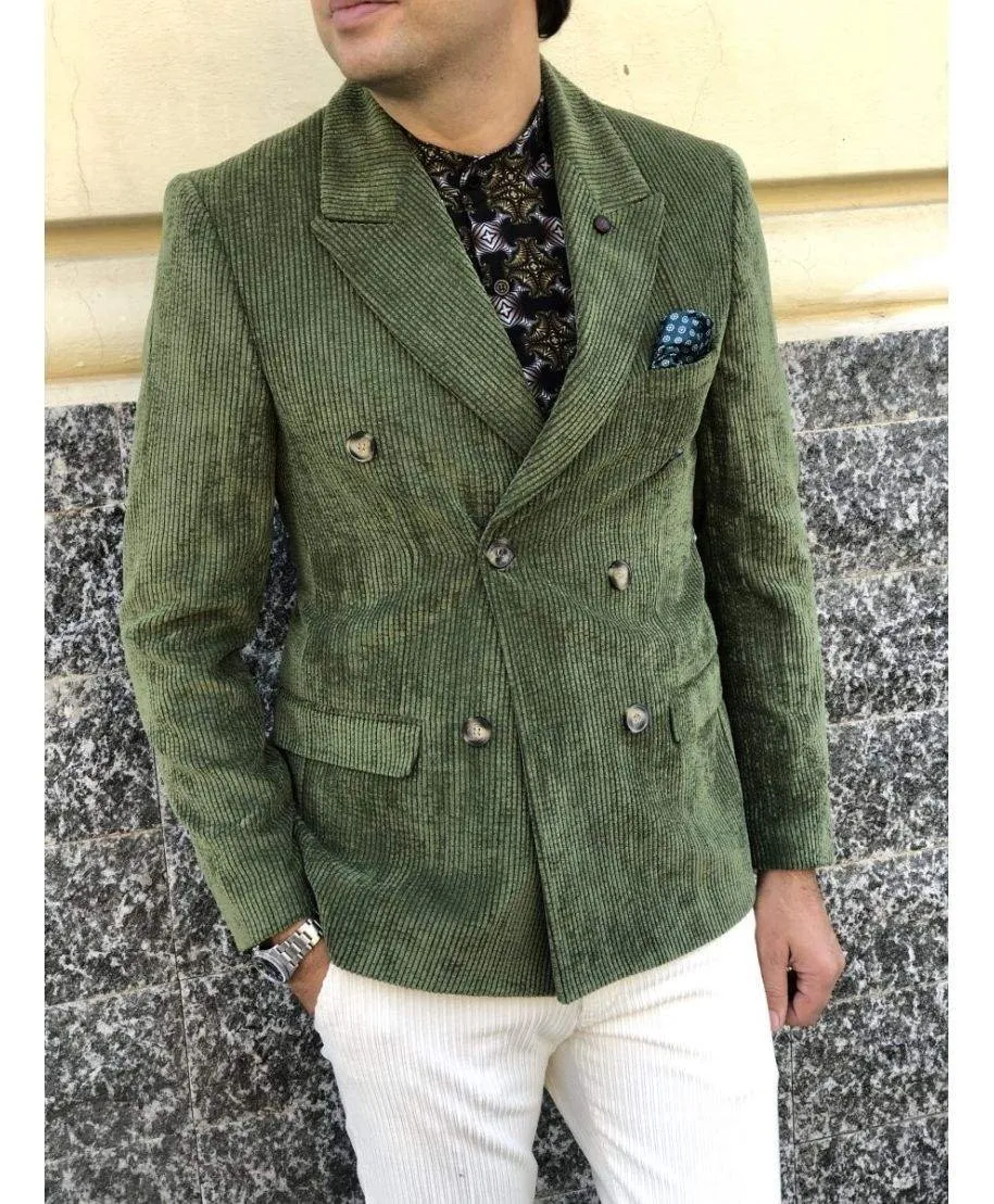 Giacca doppiopetto, verde - Blazer, velluto