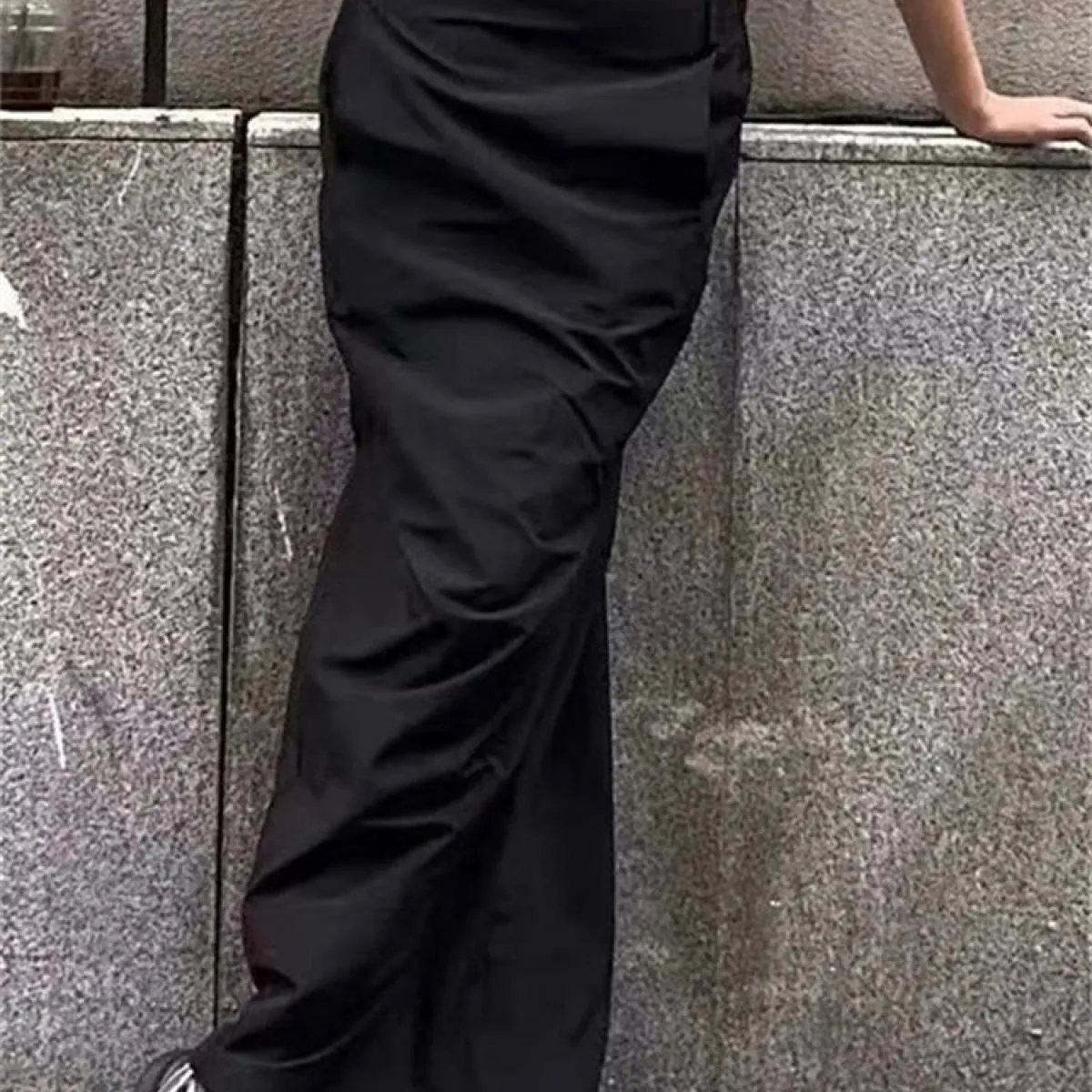 gonna lunga patchwork tinta unita a pieghe per donna Slim Casual vita alta divisa estate 2023 tasca Streetwear moda Lo