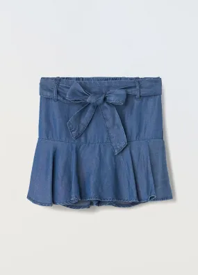 Gonna pantalone in denim di puro lyocell bambina
