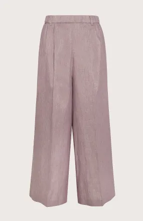 Gonna pantalone in tessuto di lino e viscosa lurex