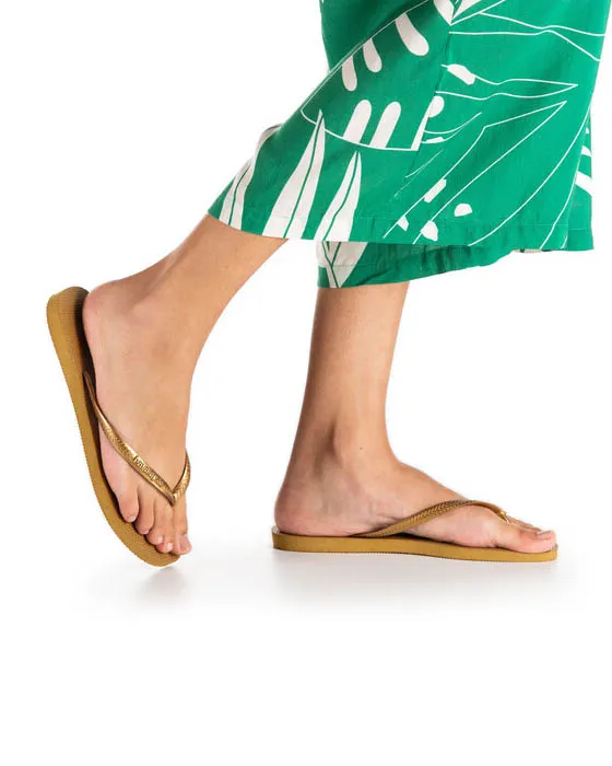 Havaianas Slim color bronzo con fascette tono su tono con logo in rilievo