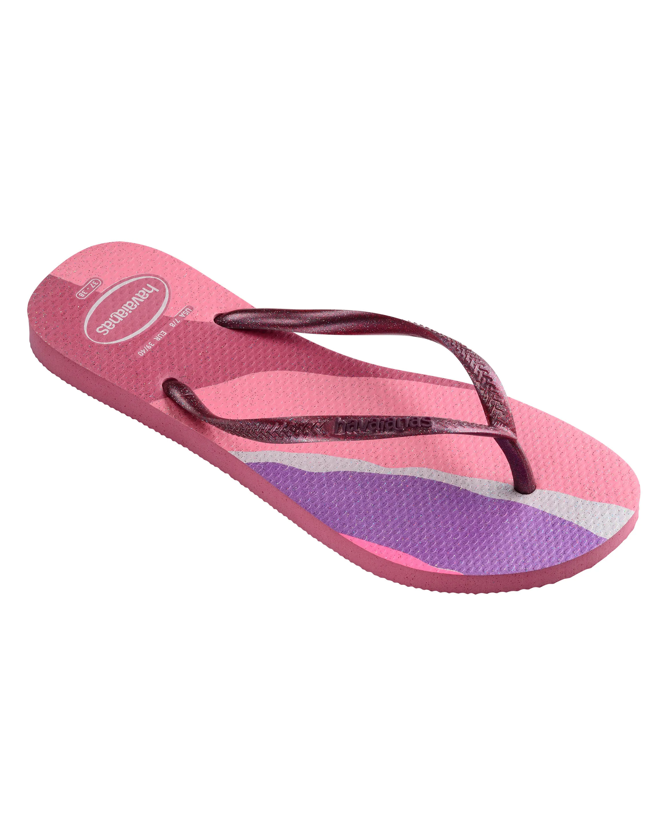 Havaianas Slim Palette Glow a blocchi di colore rosa e viola con glitter 33-36