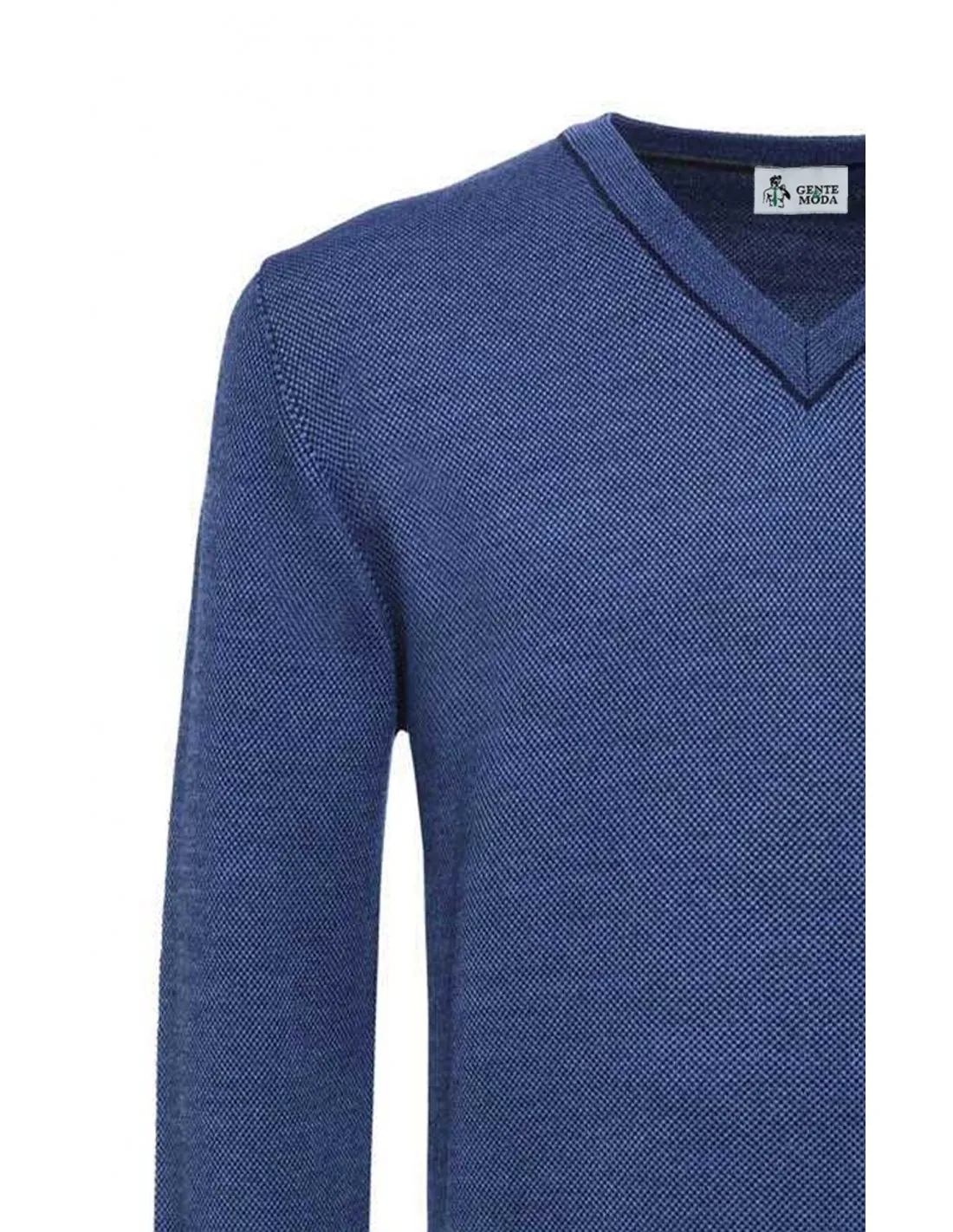 Maglia Collo V Punto Riso Blu A / I