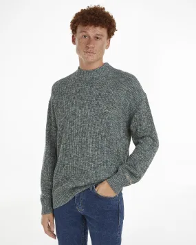 Maglia vanisé verde relaxed-fit in puro cotone lavorato a coste inglesi