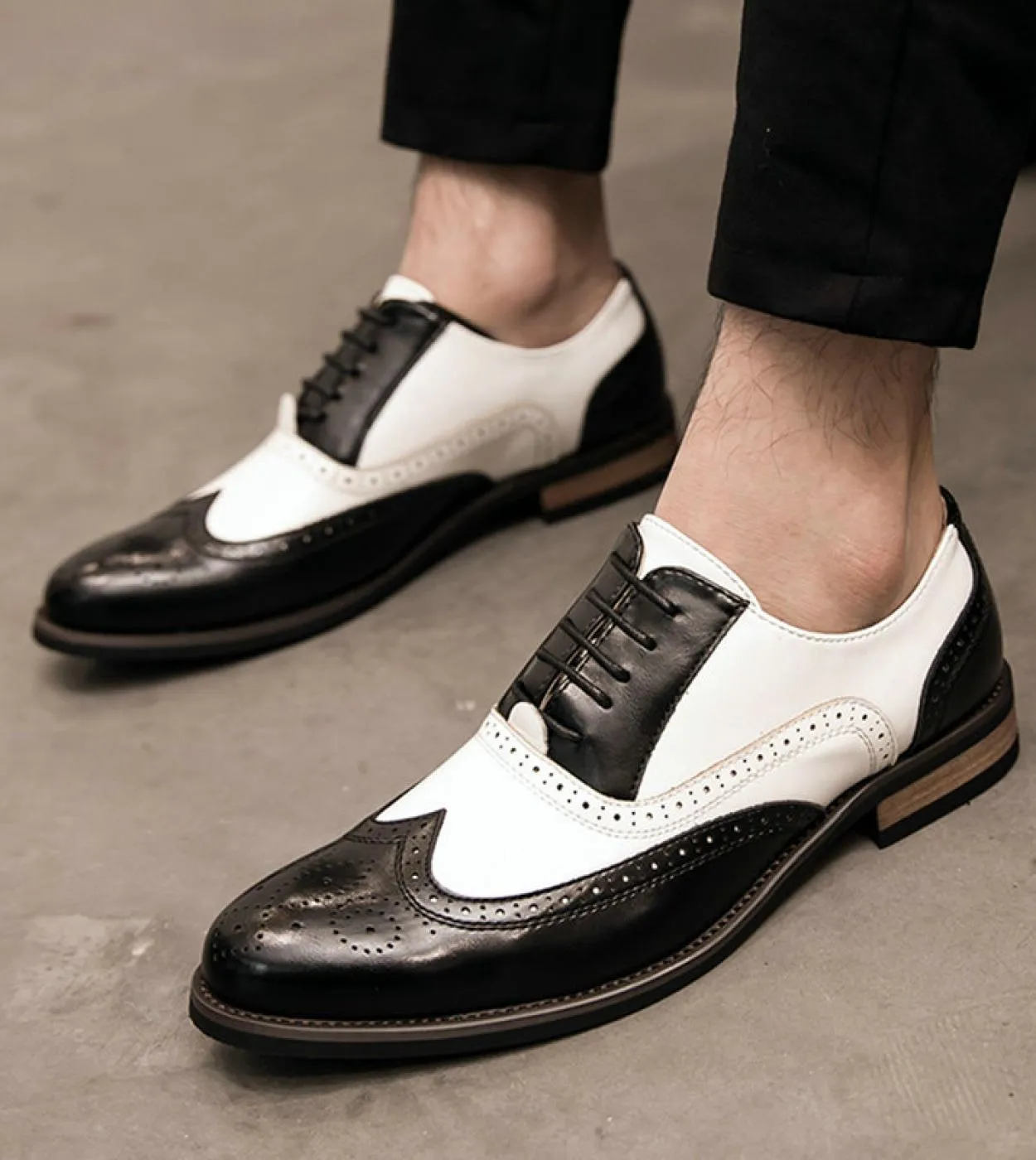 New Patchwork Oxfords Italian Men Brogue Wedding Lace Up Leather Formal Party Shoes Uomo Luxury Dress Shoes Mens Dress