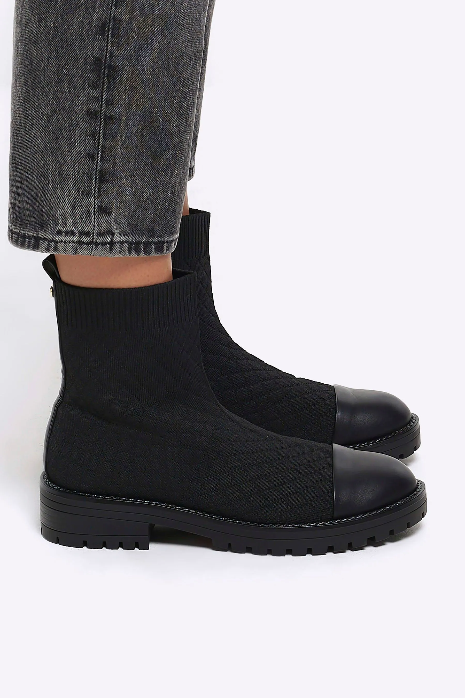 River Island Vestibilità ampia - Stivali a calzino trapuntato