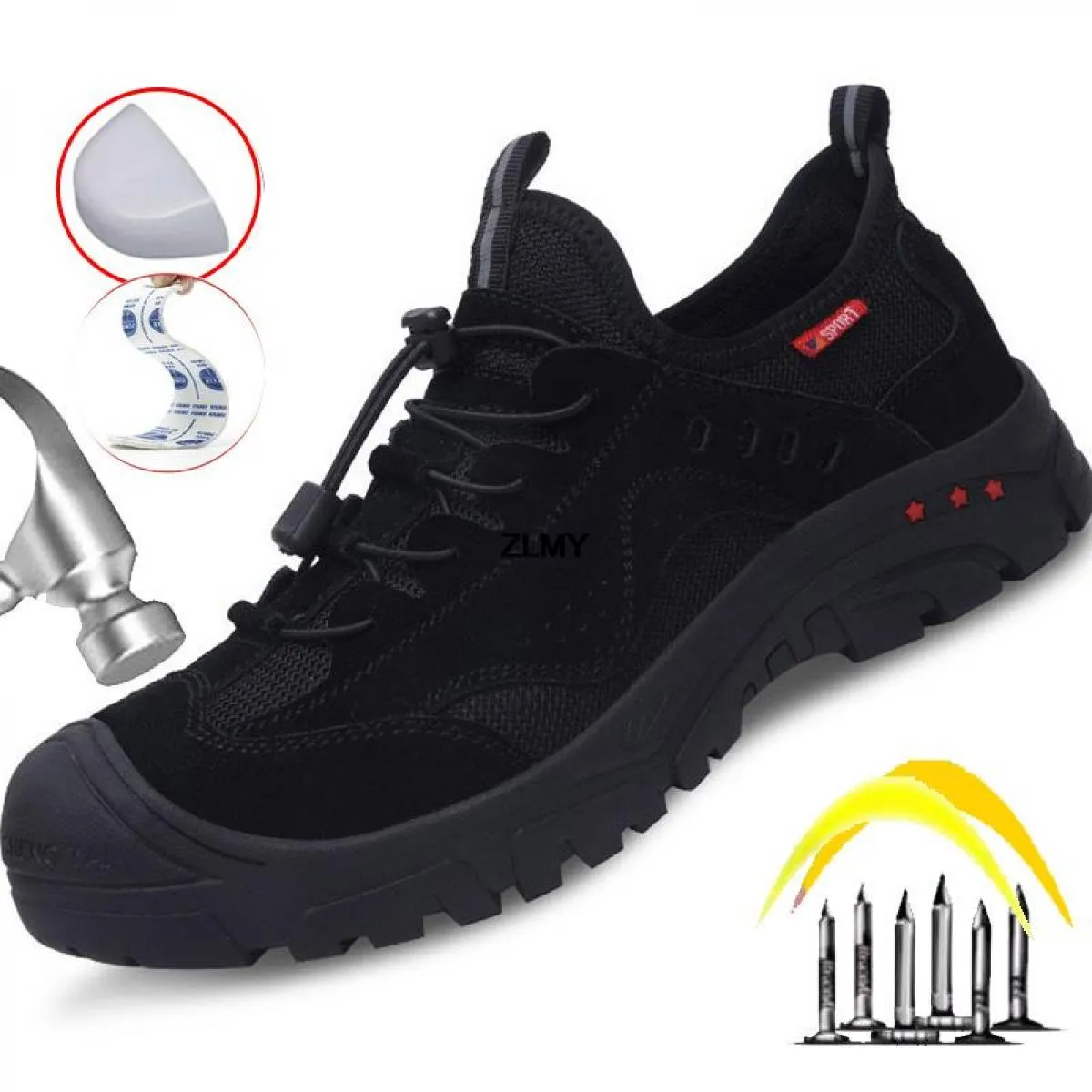 Scarpe antinfortunistiche antiscivolo da uomo Stivali antinfortunistici sul lavoro con punta in plastica Scarpe da saldatore a p