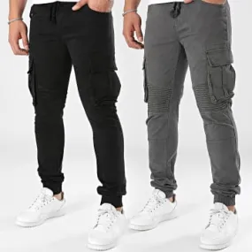 Set di 2 pantaloni cargo neri e grigi