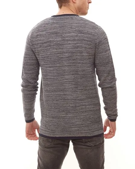 SOLID Mink maglione da uomo in maglia di cotone sostenibile in look melange 21300422 blu