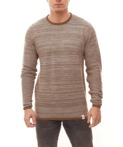 SOLID Mink maglione da uomo in maglia riciclata con effetto melange in cotone 21300422 beige/marrone