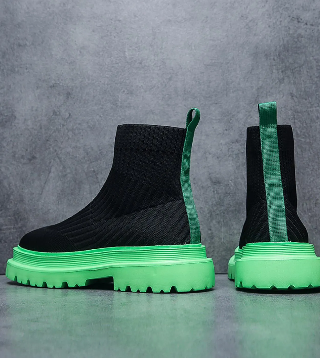 Stivali da calzino alla moda per uomo Stivali da moto da uomo traspiranti Green Designer Traniers Sneaker da uomo Scarpe nere St