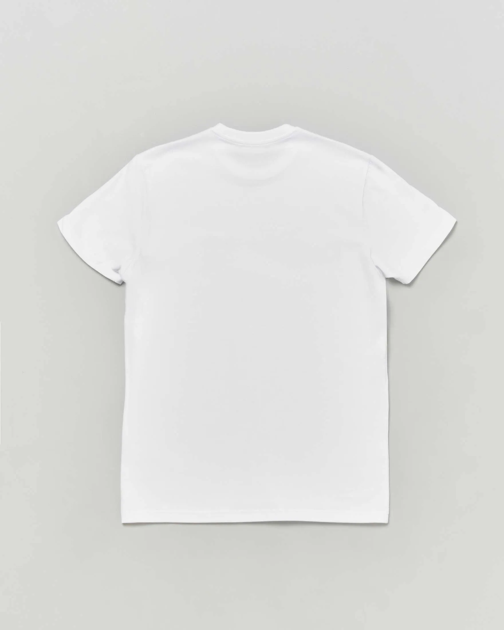 T-shirt bianca in cotone stretch mezza manica con stampa logo blu royal 12-16 anni